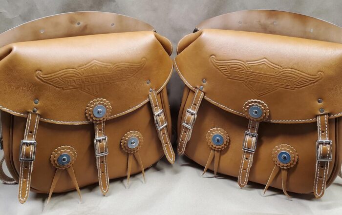 leather motorcycle saddlebag