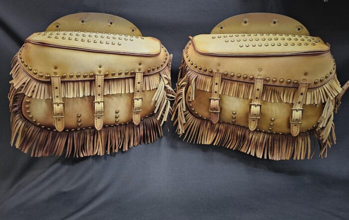Custom leather saddlebag tips